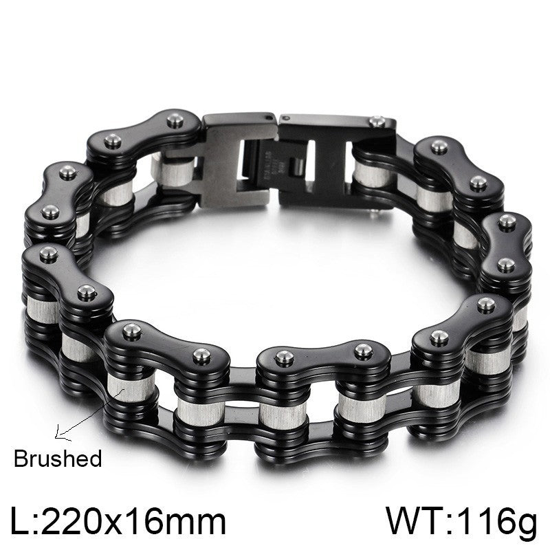 Custom Classic Titanium Steel Motorcycle Bracelet, Punk Stainless Steel Men's Bicycle Chain Accessory