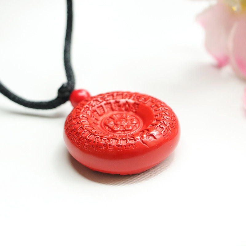 Cinnabar Heart Sutra Lotus Ping An Buckle Pendant Red Sand Pendant