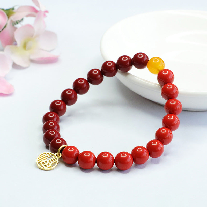 National Style Cinnabar and Sterling Silver Bracelet - Fortune's Favor Collection