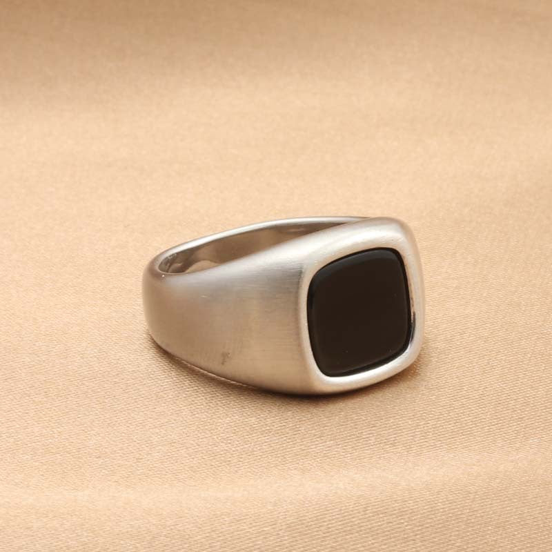 Titanium Steel Epoxy Retro Square Ring for Men - Trendy Accessories Direct from Manufacturer