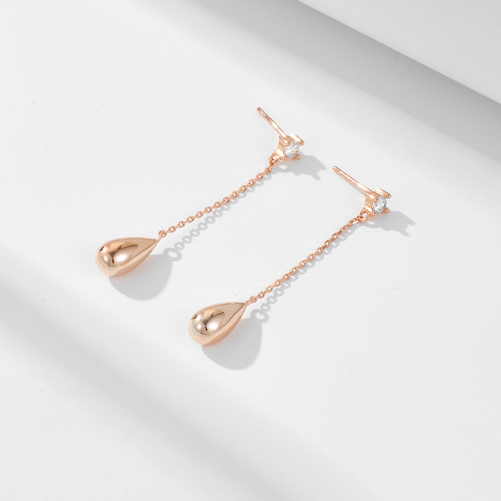 Hollow Metal Droplet Long Chain Threader Earrings Simple - Temu