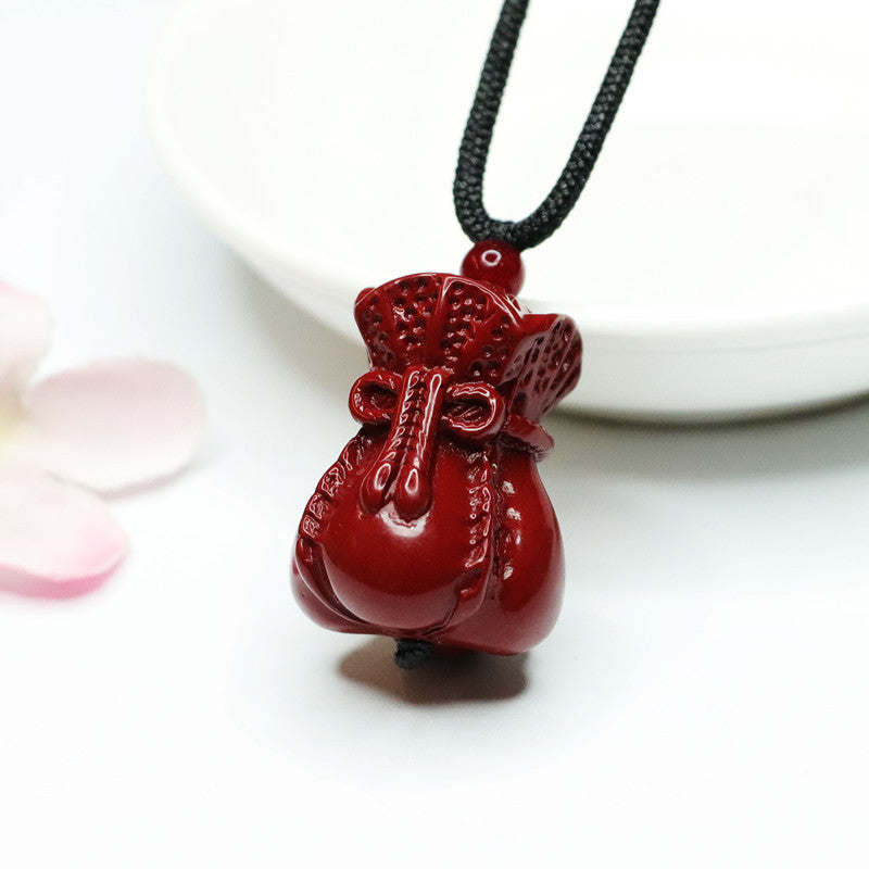 Vermilion Sand Money Bag Pendant with Cinnabar Stone