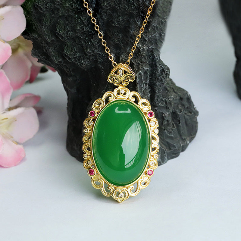 Pigeon Eggs Green Chalcedony Pendant