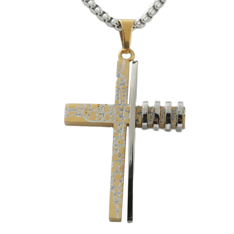 Personalized Retro Titanium Steel Cross Pendant Necklace for Trendy Men