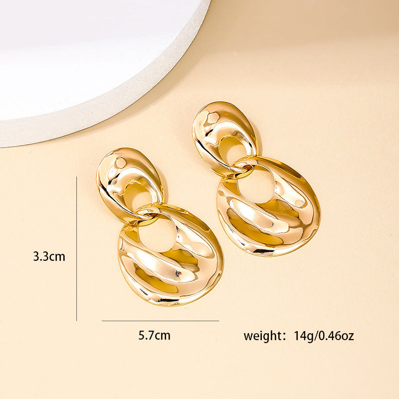 Glamorous Metallic Double Ring Women's Earrings - Vienna Verve Collection