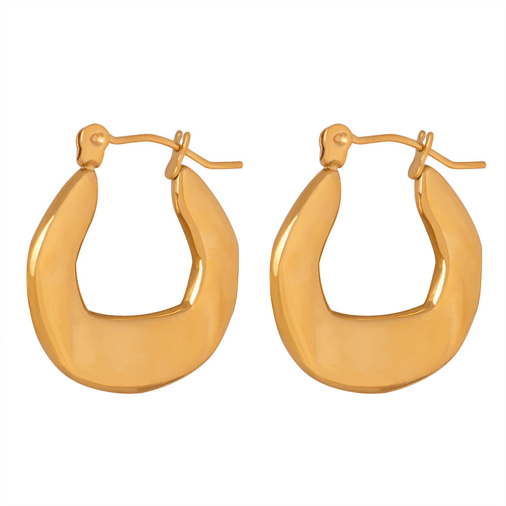 Golden Geometric U-Shaped Earrings: Chic Jewelry for Stylish Women