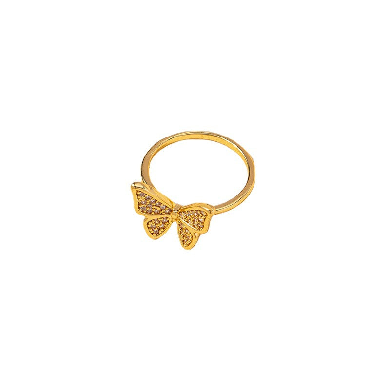 Diamond Butterfly Delight Ring - Elegant Copper Zircon Jewelry