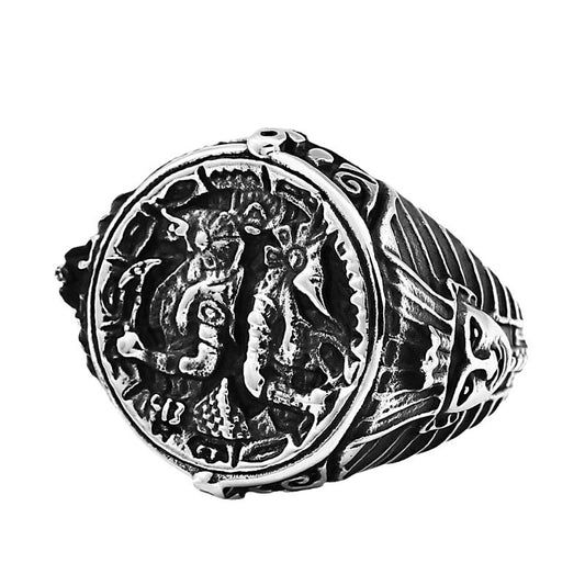 Tutankhamun Royalty Men's Ring - Bold Titanium Steel Design for Dominant Personalities