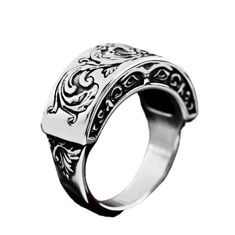 Stylish Engraved Titanium Steel Ring for Men - Cross-Border Fashion Jewelry Wholesale