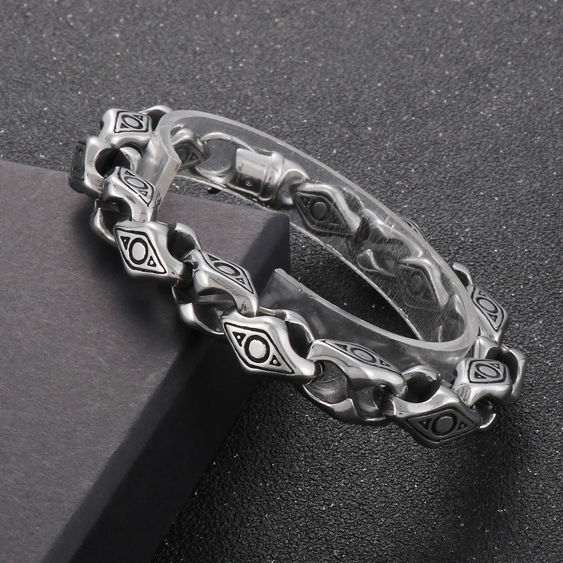 Geometric Rhombus Titanium Steel Bracelet for Men - Retro Circle Triangle Design