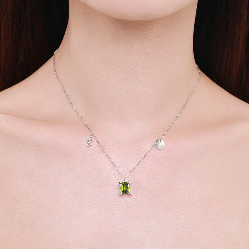 Sagittarius Sterling Silver Necklace with Zircon Gemstones, Niche Minimalist Design