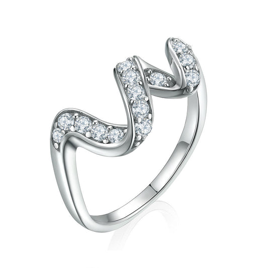 Zircon Spiral Sterling Silver Ring