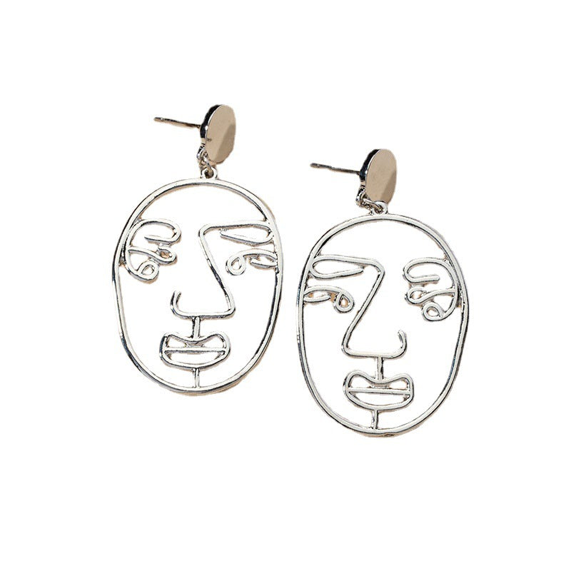 Exaggerated Personality Design Alloy Face Earrings