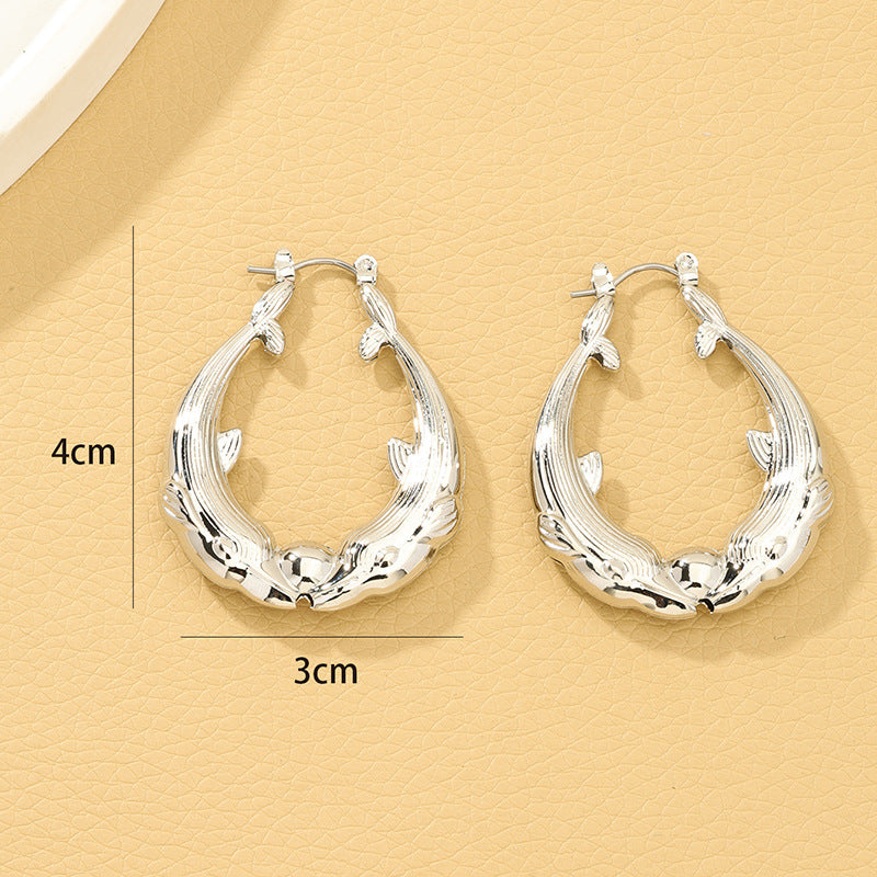 Dolphin Embossed Metal Earrings - Vienna Verve Collection