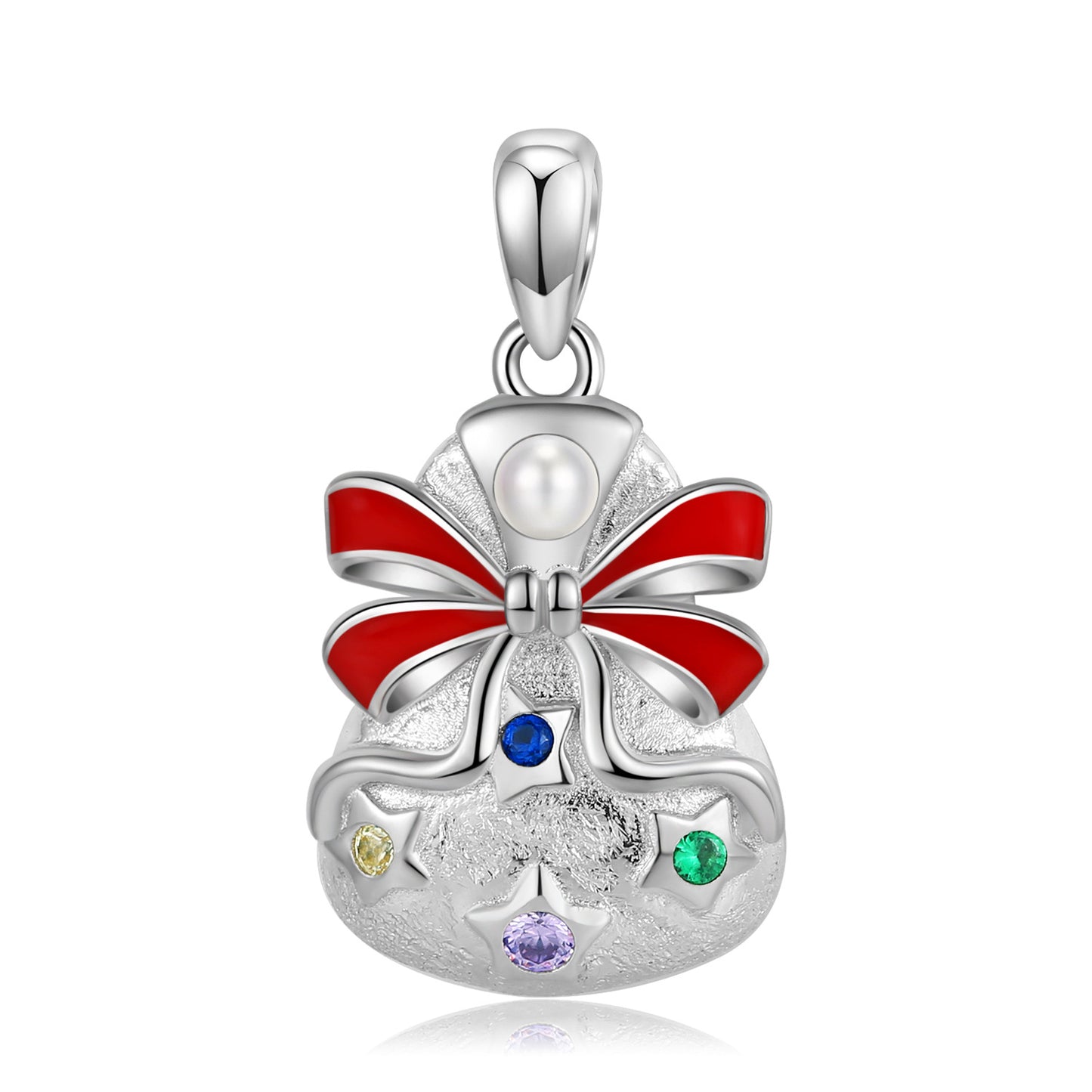 Christmas Bow Zircon Silver Pendant