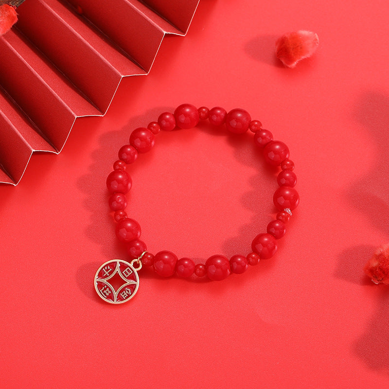 Festive Red Stone Bracelet for Prosperity and Blessings