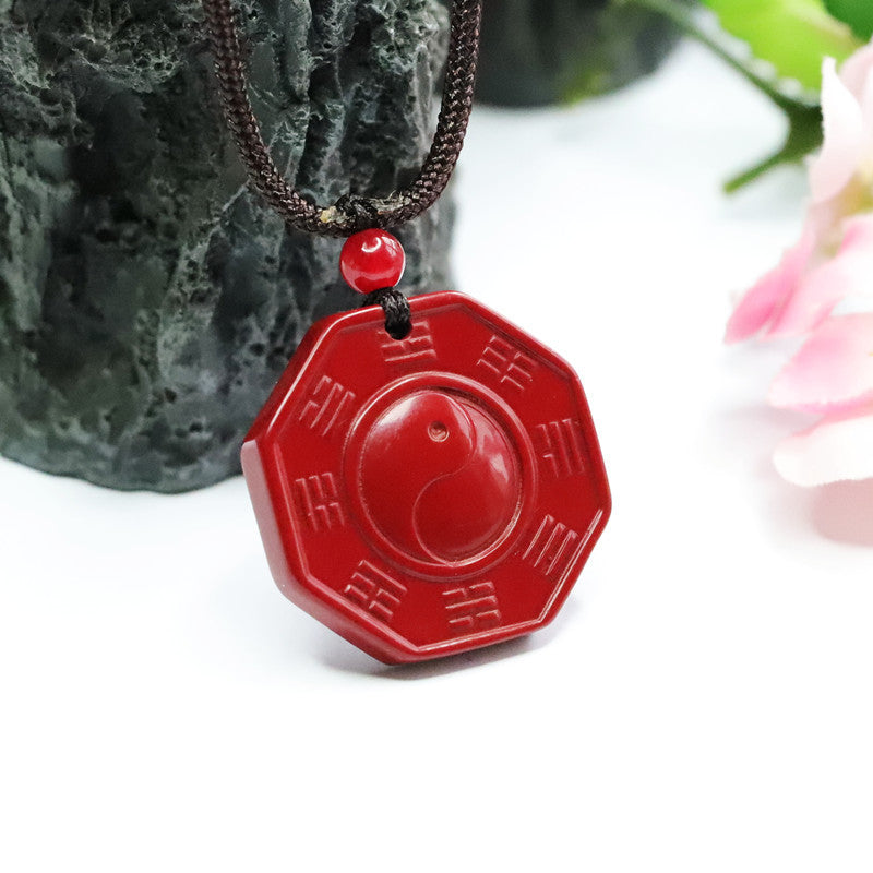 Mystical Sand Bagua Pendant with Cinnabar Gemstone