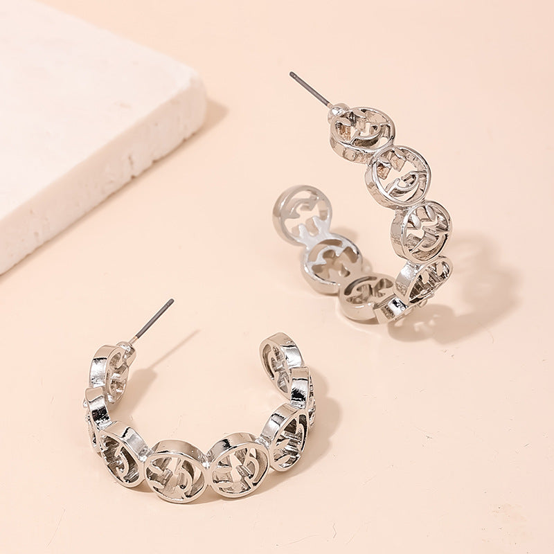 Hollow Smiling Face Circular Earrings - Vienna Verve Collection