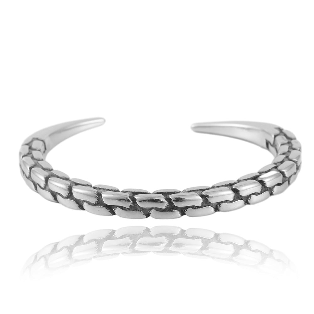 Titanium Steel Open Stone Pattern Bracelet for Men - Trendy Hemp Rope Design