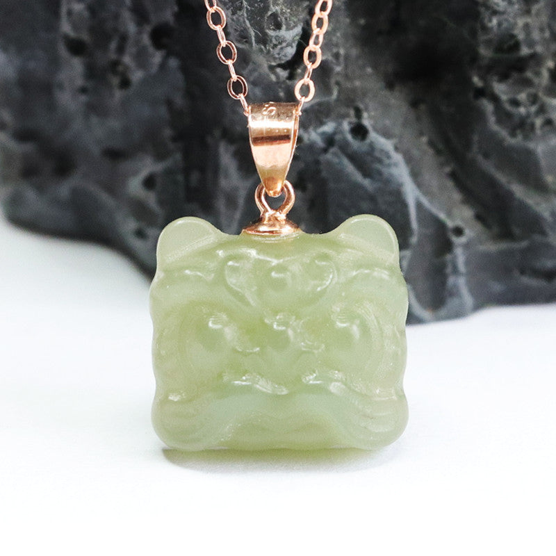 S925 Sterling Silver Green Jade Pixiu Necklace in Fortune's Favor Collection