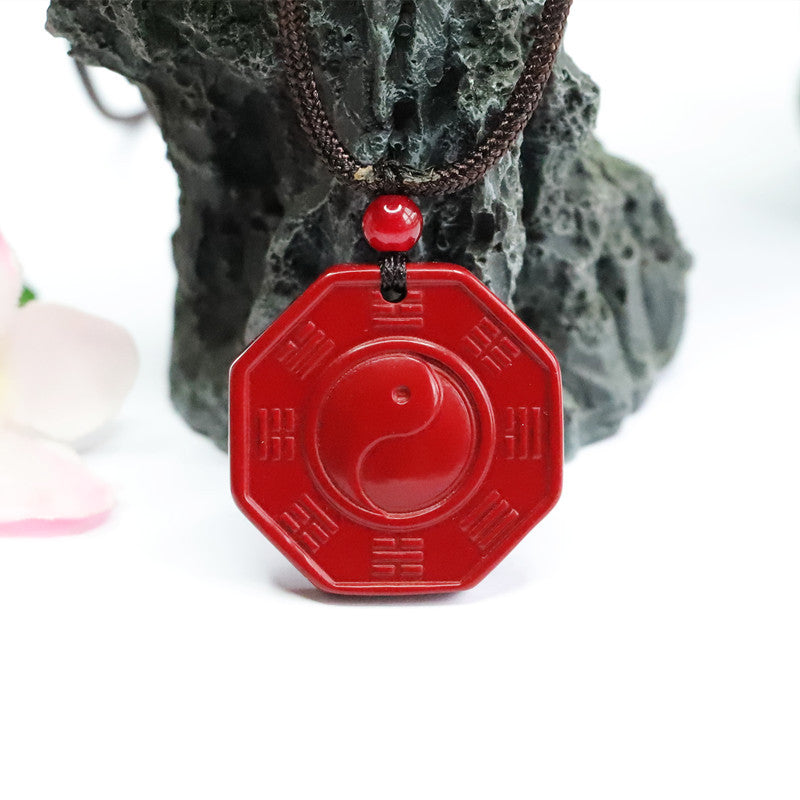 Mystical Sand Bagua Pendant with Cinnabar Gemstone