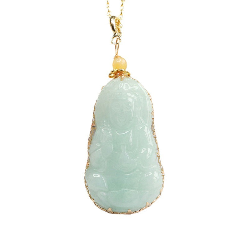 Jade Guanyin Pendant Necklace crafted with A-grade Myanmar Natural Jade