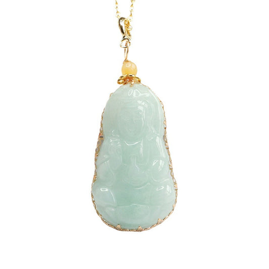 Jade Guanyin Pendant Necklace crafted with A-grade Myanmar Natural Jade