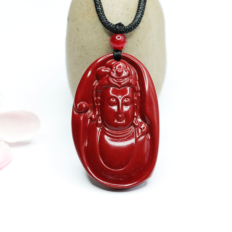 Vermilion Sand Ruyi Pendant with Purple Gold Sand Avalokitesvara Head