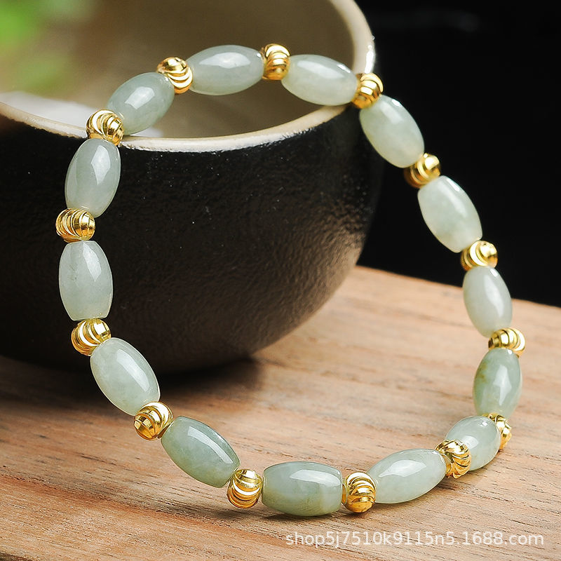 Jade Rice-Shaped Hand Chain Bracelet