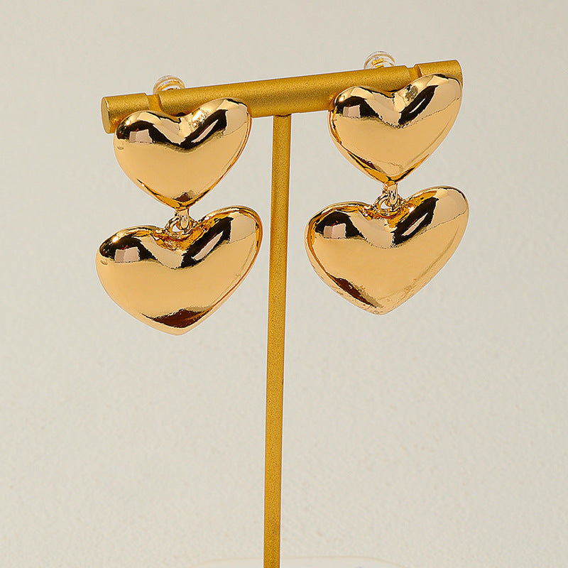 Elegant Metal Heart Shaped Earrings for Women - Vienna Verve Collection