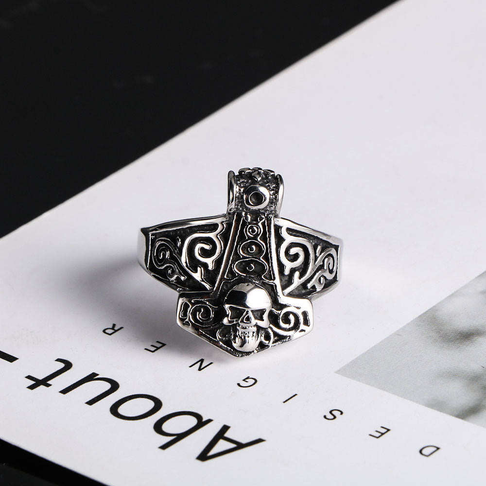 Trendy Titanium Steel Skull Ring for Men - Punk Hip Hop Style, Perfect for Halloween