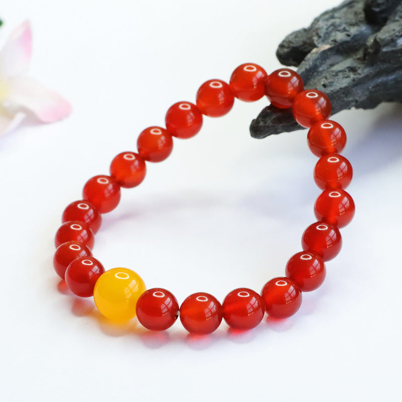 Red Agate and Yellow Chalcedony Sterling Silver Bracelet - Fortune's Favor Collection