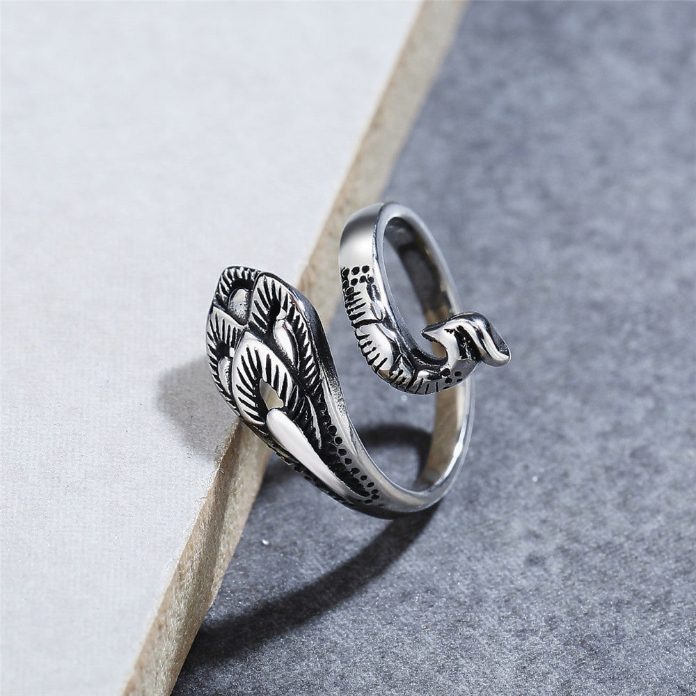 Peacock Titanium Steel Ring for Men