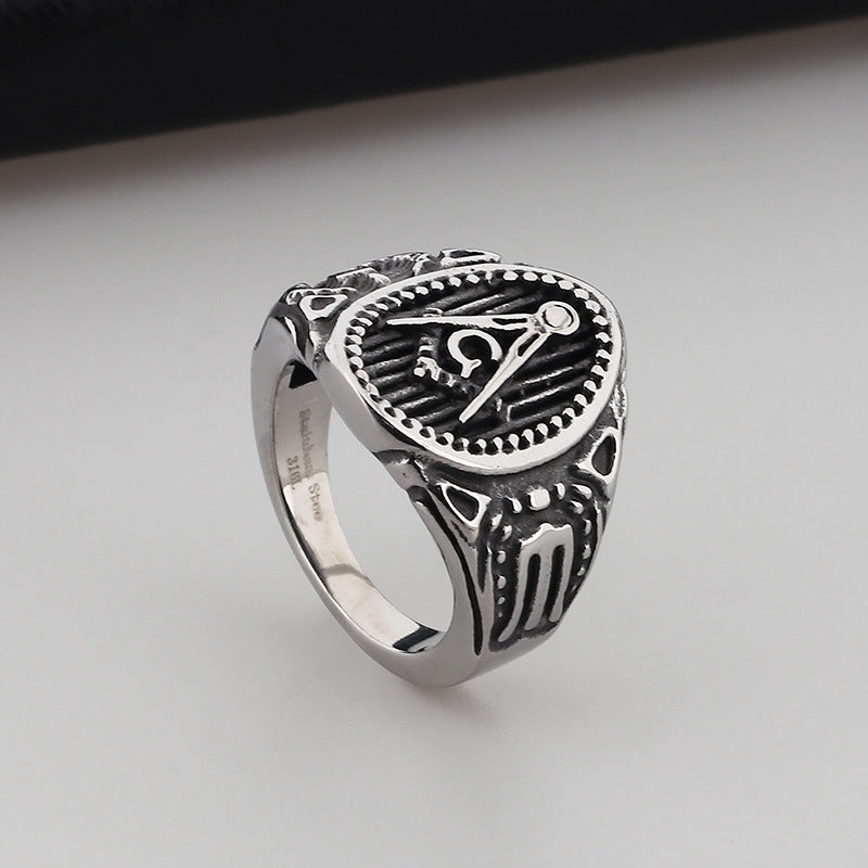 Masonic Skull Stainless Steel Rings for Men - European & American Punk Style