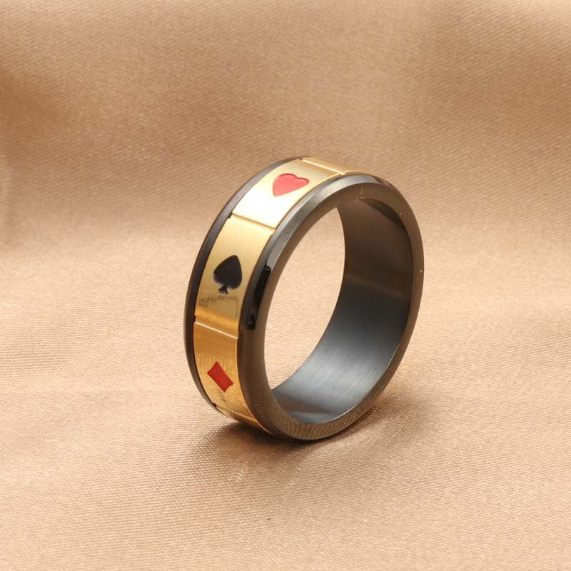 Retro Titanium Steel Poker Ring for Men - Trendy Rotating Accessory Directly from Manufacturer