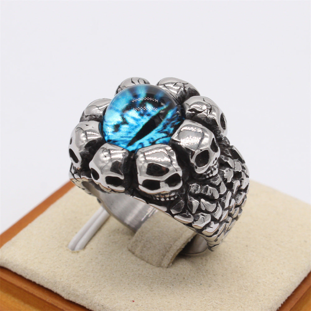 Halloween Skull Devil Eye Titanium Steel Ring for Men