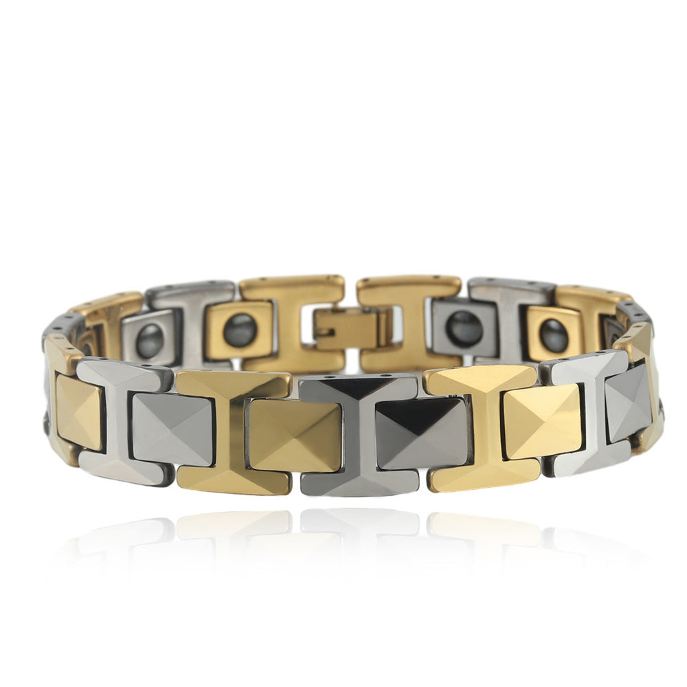 Unisex Punk Titanium Steel and Tungsten Bracelet - Customizable Stainless Steel Accessory