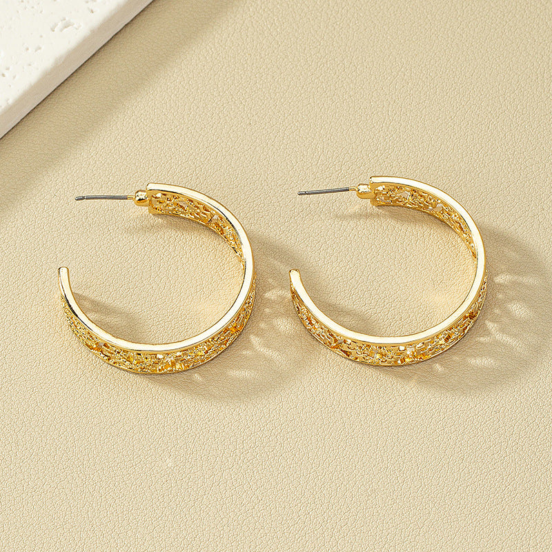 Chic Hollow C-Shaped Earrings with Metal Needles - Vienna Verve Collection