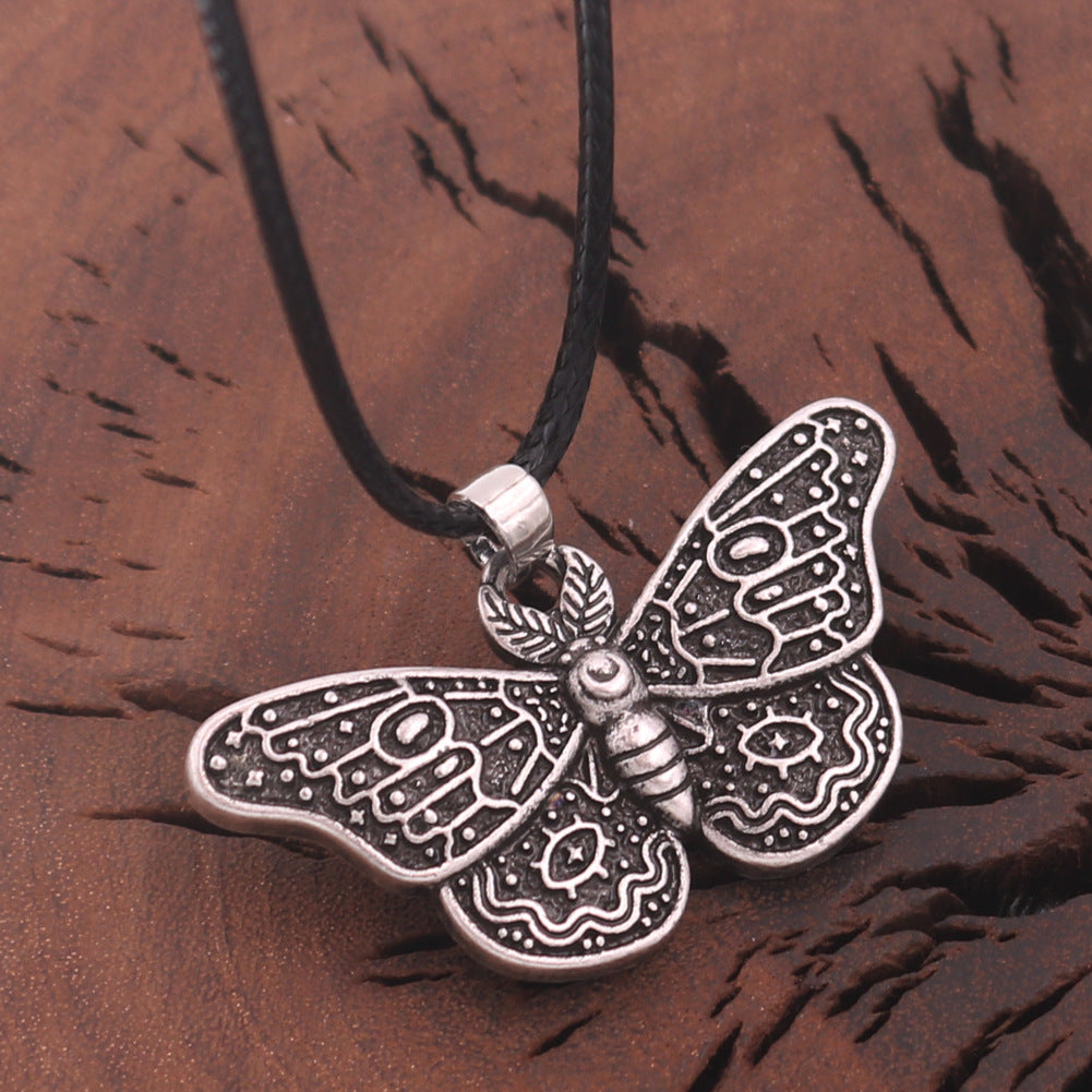 Vintage Death Valley Moth Necklace with Customizable Pendant - Men's Retro Norse Legacy Jewelry