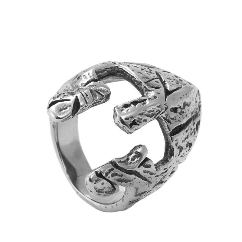 Titanium Steel Spartan Helmet Ring for Men - Retro Trendy European and American Jewelry Accessory