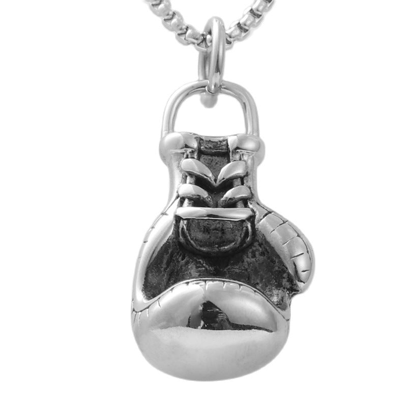 Personalized Retro Titanium Steel Boxing Gloves Pendant Necklace for Men