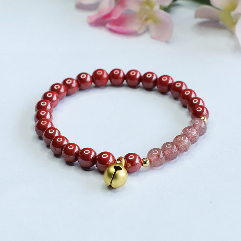 Emperor's Strawberry Crystal and Cinnabar Sterling Silver Bracelet