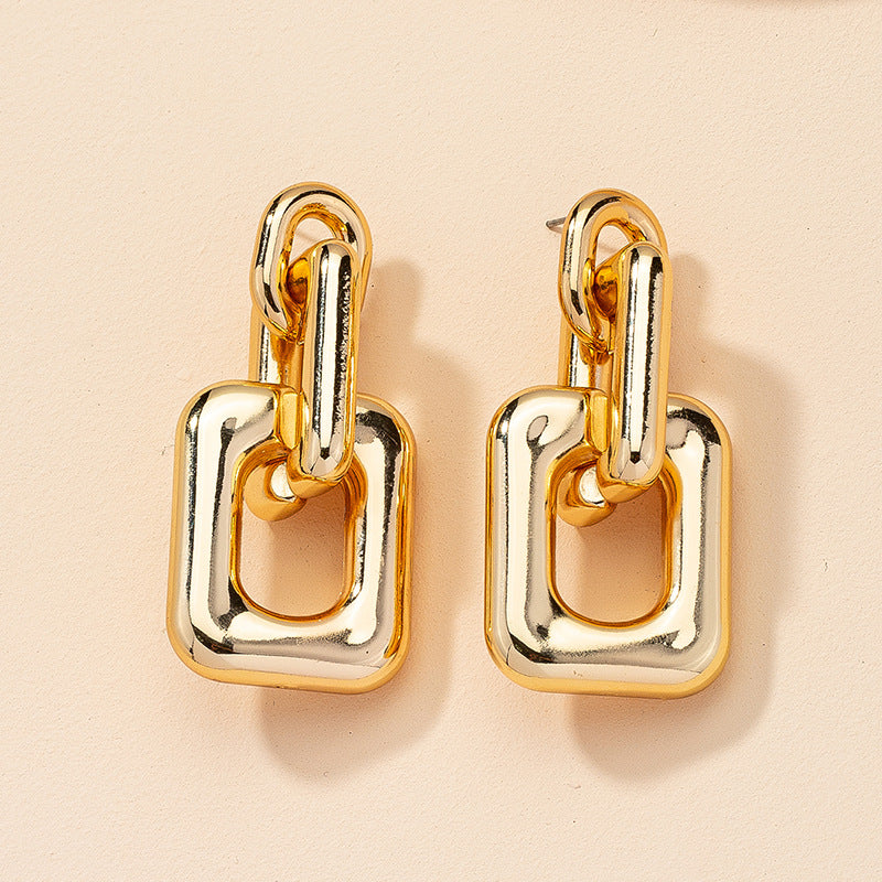 Exaggerated Geometric Chain Earrings - Vienna Verve Collection