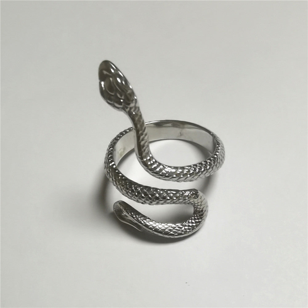 Personality Vintage Snake Titanium Steel Ring for Men