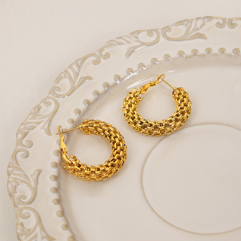 Fashionable Geometric Gold-Plated Earrings with Personality Design