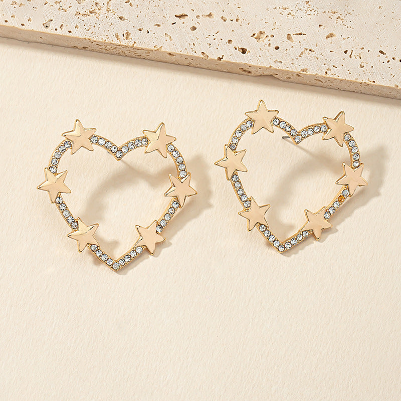 Rhinestone Embellished Love Earrings - Vienna Verve Collection