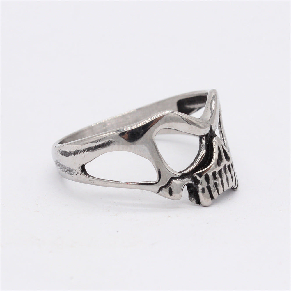 Halloween Hollow Skull Mask Titanium Steel Ring for Men