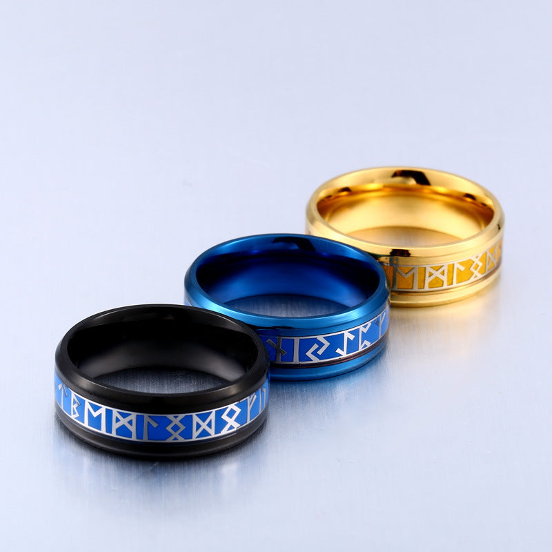 Personalized Titanium Steel Viking Letter Ring for Men and Women - Korean Fashion Trend