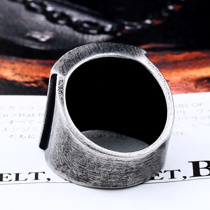 Men's Unique Triangle Hollow Stainless Steel Ring - Retro Fashion Accessory