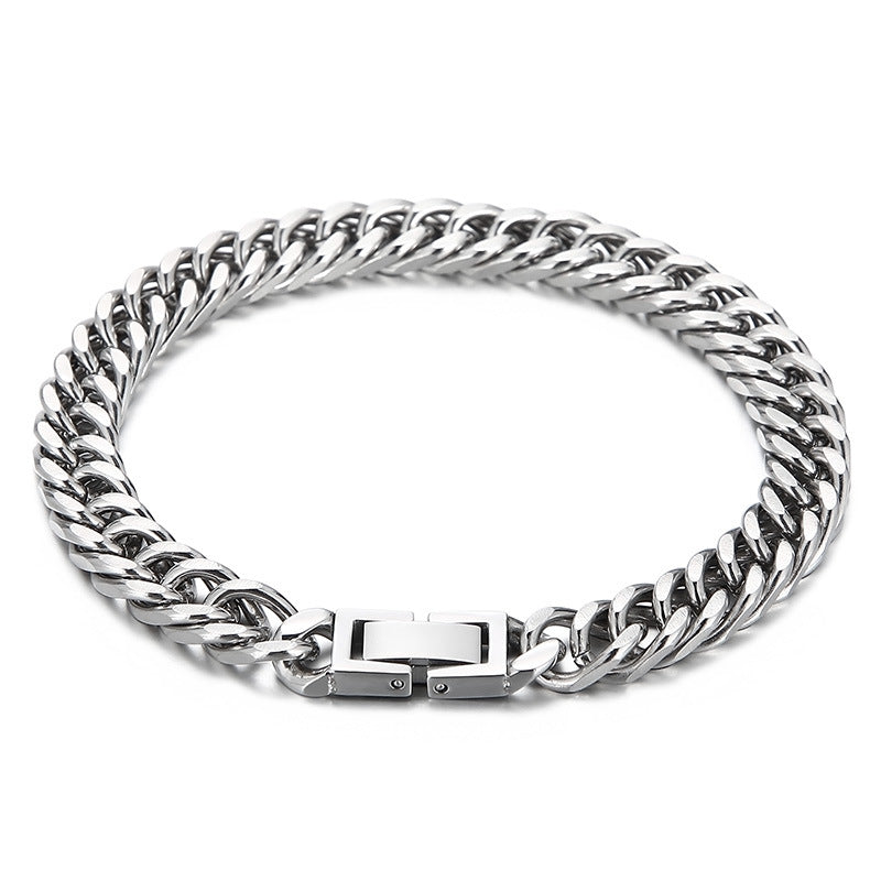 Unisex Retro Stainless Steel Cuban Chain Bracelet for Hip-Hop Style